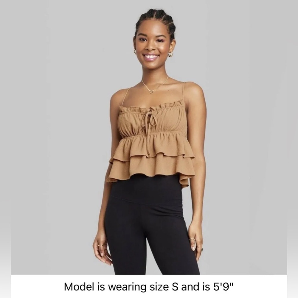 Wild Fable Womens Tiered Ruffle Tank Top Size XXS Camel/M9893Y
